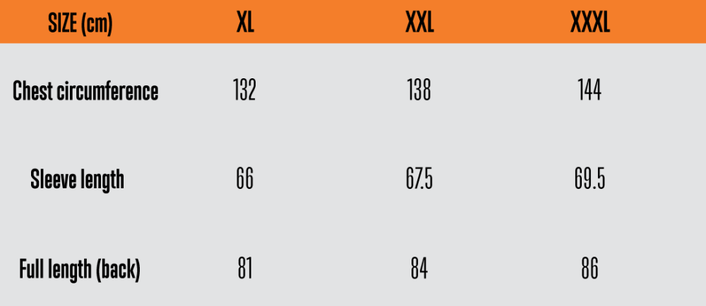 Helikon size chart